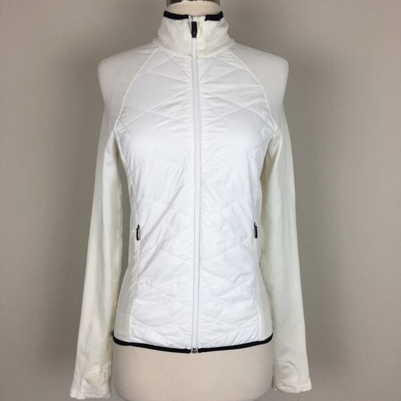 Athleta Jackets & Blazers - Athleta Black Off White  White Zip Athletic Jacket Small